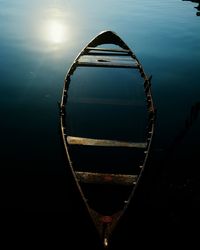 High angle view of abandoned boat in lake