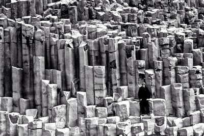 Man standing on rock formation