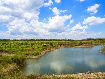 Scenic view of lake against sky