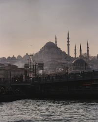 View  in eminönü city and süleymaniye mosque  against sky