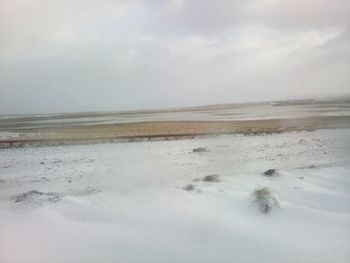 Scenic view of sea against cloudy sky