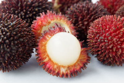 High angle view of fruits in plate