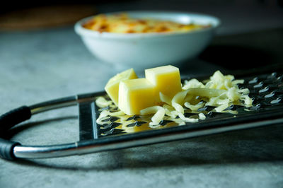 Close-up of pasta in bowl on table