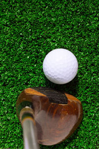 High angle view of ball on golf course