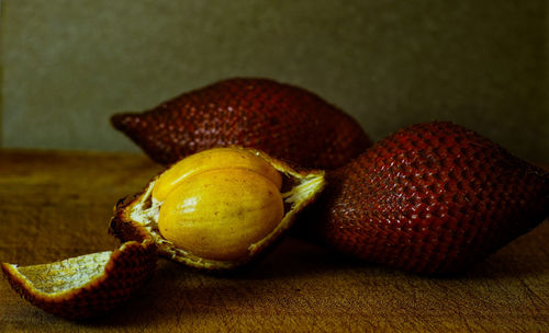 Close-up of fruits on table