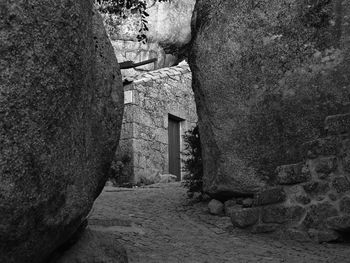 Narrow alley along walls