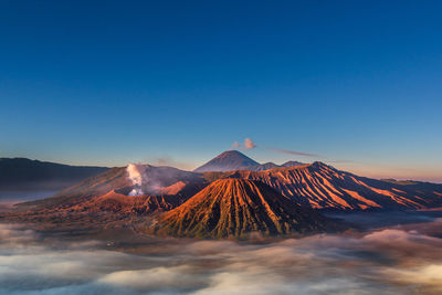 Panoramic view of volcanic mountain bromo