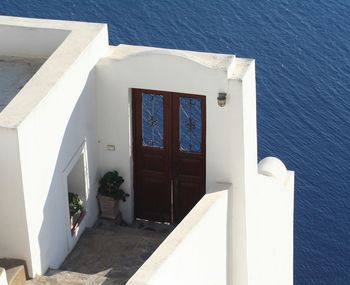 High angle view of building by sea