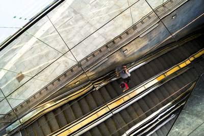 High angle view of escalator at railroad station