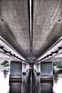 Interior of bridge over river