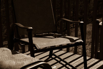 Stick on chair in back yard