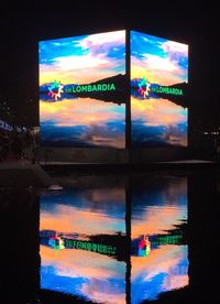 Reflection of sky on mirror at night