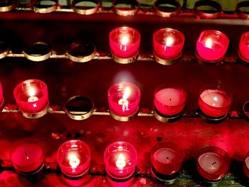 High angle view of red candles