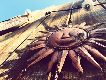 High angle view of insect on wood