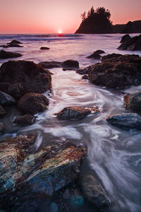 Scenic view of sea during sunset