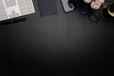 High angle view of laptop on table