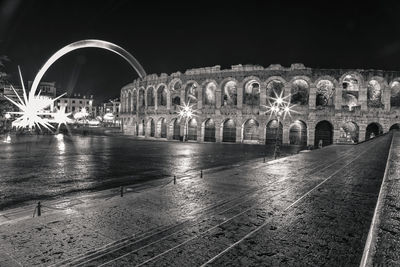 Arch bridge at night