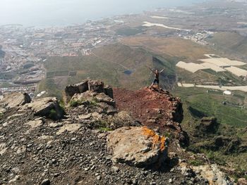 Aerial view of mountains against sky