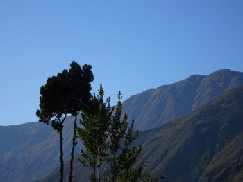 Scenic view of mountains against clear sky