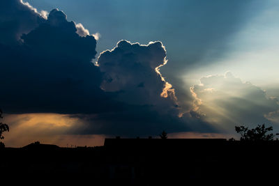 Low angle view of silhouette buildings against sky during sunset