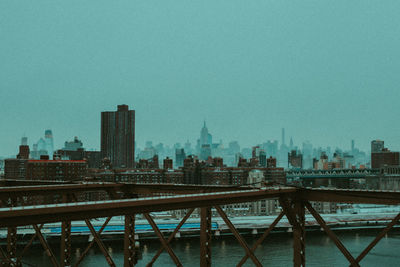 View of cityscape against clear sky