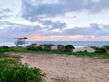 Scenic view of beach against sky