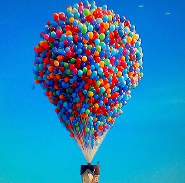 blue, clear sky, low angle view, multi colored, copy space, colorful, decoration, no people, creativity, art, outdoors, art and craft, day, variation, purple, studio shot, close-up, celebration, balloon, nature