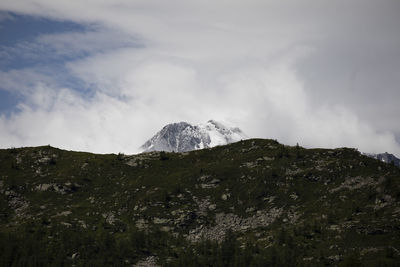 Scenic view of snowcapped mountain against sky