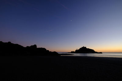 Scenic view of sea against sky at sunset