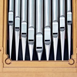 Close-up of organ pipes