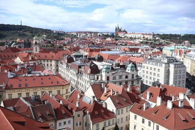 High angle view of townscape against sky