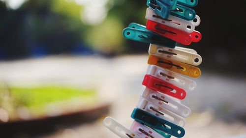 Close-up of toys on table