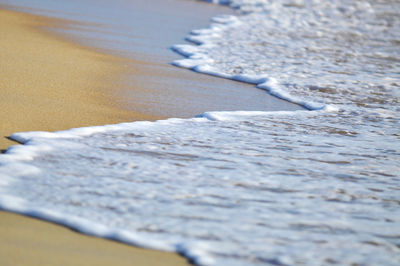 High angle view of surf at shore