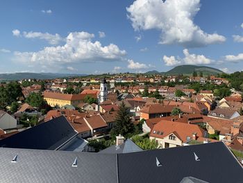 High angle view of townscape against sky