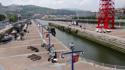 High angle view of bridge over river in city