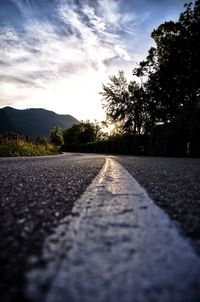 Surface level of road against sky