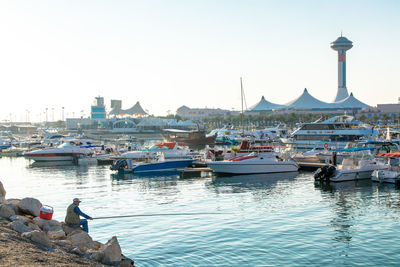 Boats in harbor