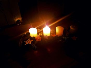 Close-up of illuminated lighting equipment