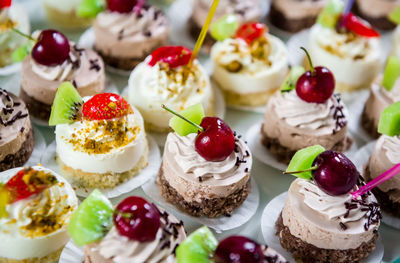 Close-up of cupcakes on table