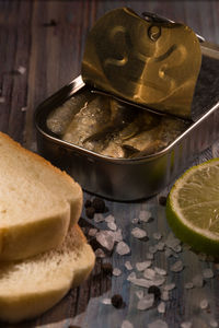 Close-up of food on table