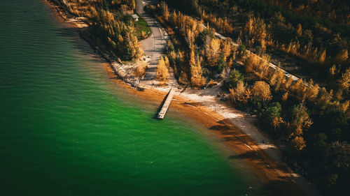 High angle view of bridge over river