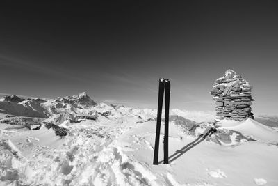 Snow covered mountain against sky