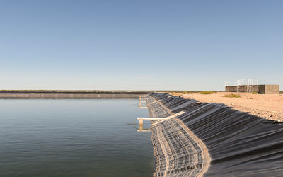 Scenic view of lake against clear sky