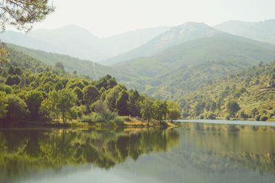 Scenic view of lake and mountains