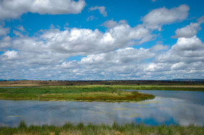 Scenic view of lake against sky