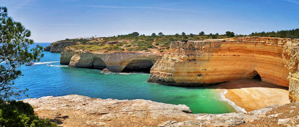 Panoramic view of praia da corredoura, algarve, portugal