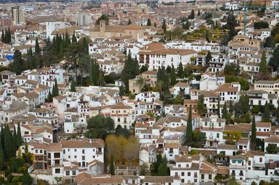 High angle view of buildings in city. granada, spain.