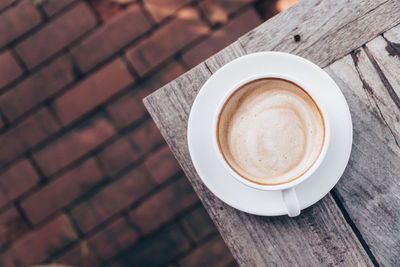 High angle view of coffee on table