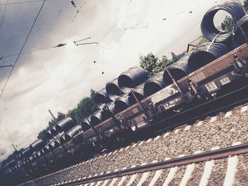 Low angle view of railroad tracks