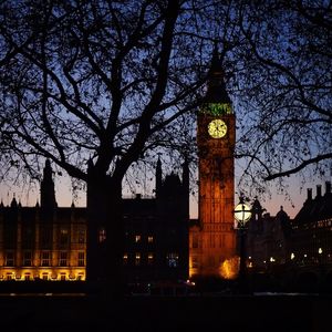 Low angle view of building at night